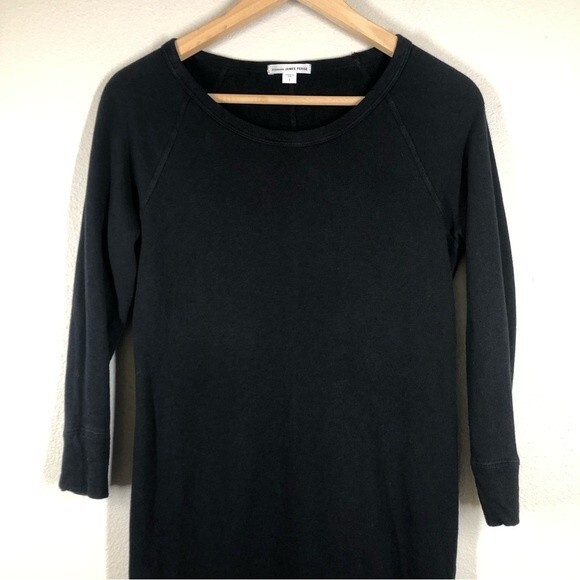 Standard James Perse Raglan Sleeve Lightweight Sweatshirt Dress Black Sz 1 Small - Picture 3 of 6